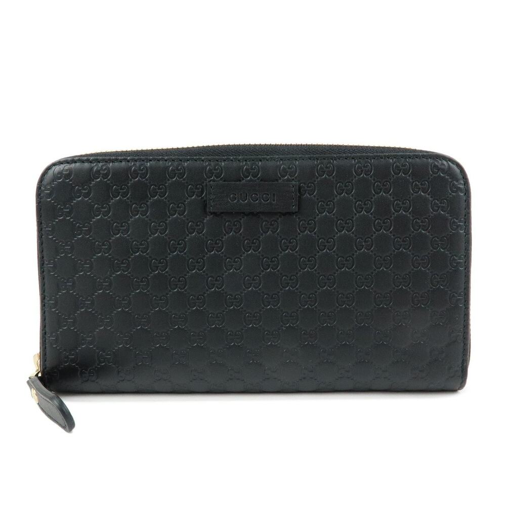 Gucci Calfskin Microguccissima Zippy Long Wallet Black